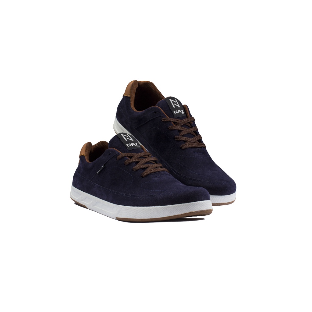 HARISSON - NAZREAL FOOTWEAR x banfash_store | Sepatu Sneaker Pria NAZ Hitam Original AZL 005 (Free Kaos Kaki)-Navy
