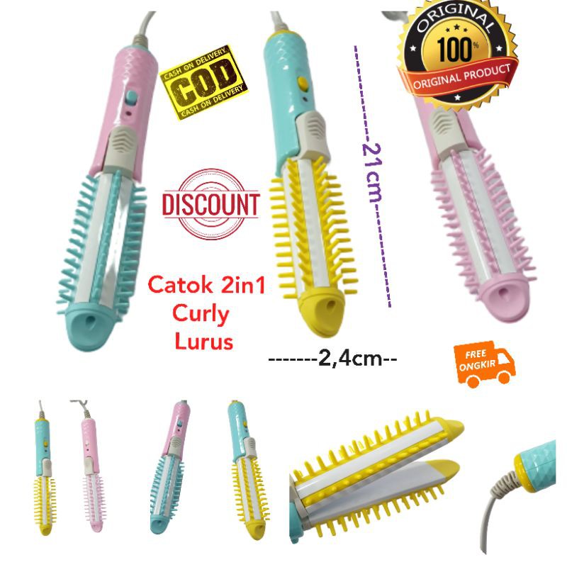 Catok Rambut Ladystar LS 013 2in1 Sisir Lurus Keriting Mini Murah Bagus