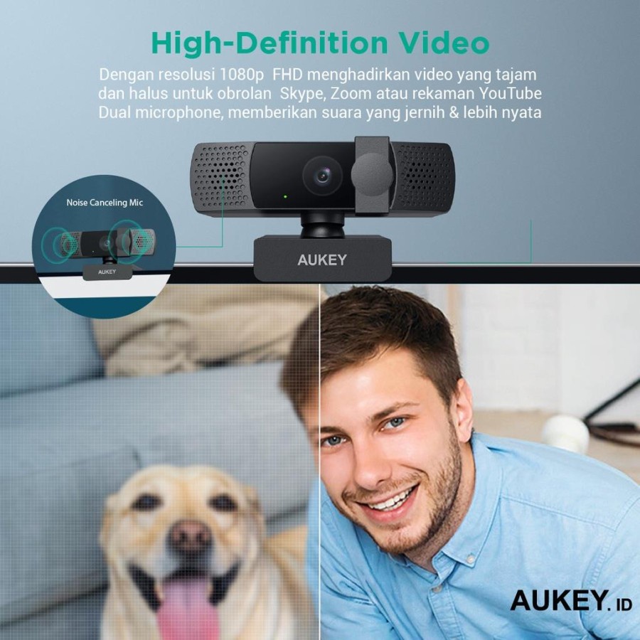 Aukey Webcam PC-LM7 Overview Full HD Video 1080p - 500906 Webcam Wide Angle