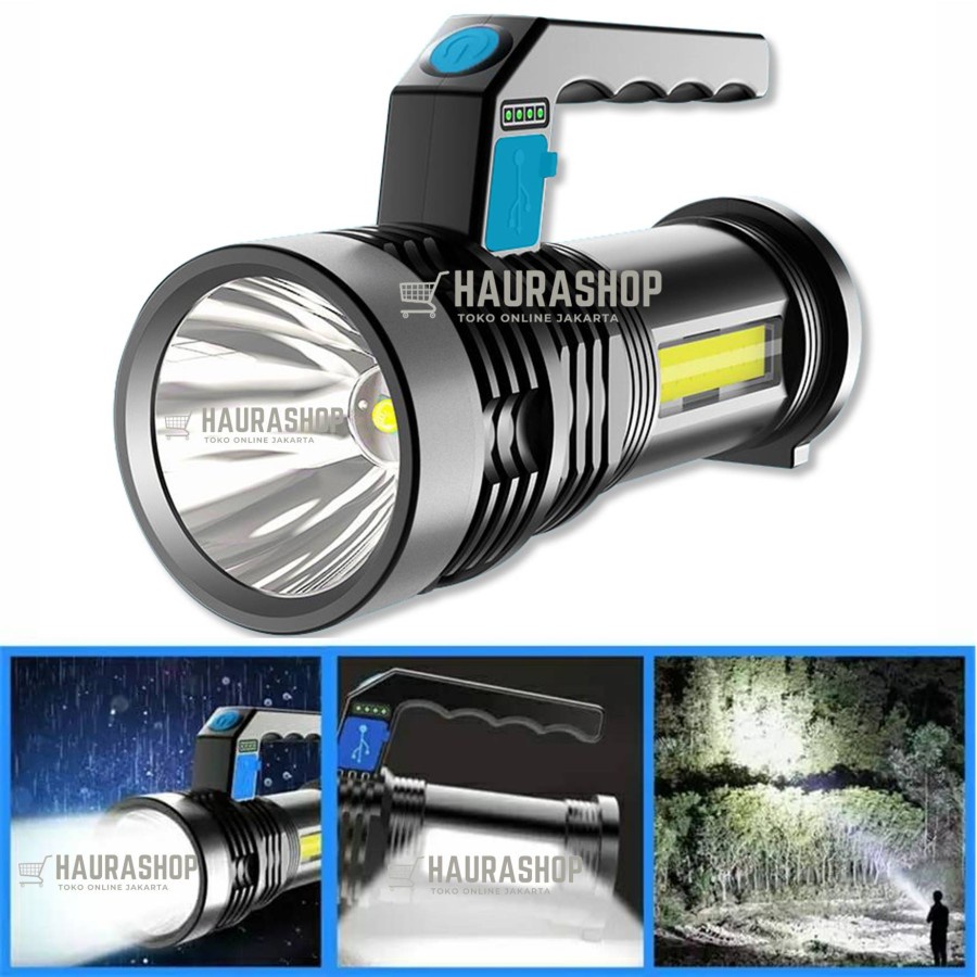 Senter LED Super Terang Rechargeable + COB Senter Led Jarak Jauh + COB