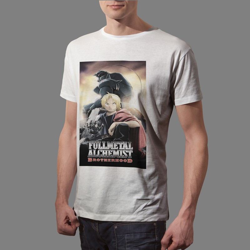 Kaos Fullmetal Alchemist Brotherhood Tshirt Casual Bahan Katun Unisex T-Shirt