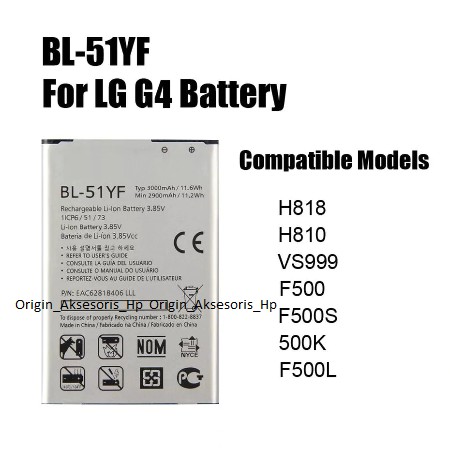 Baterai LG BL-51YF Original Buat HP LG G4 Stylus F500S H540 H815 VS986 BL51YF dc88