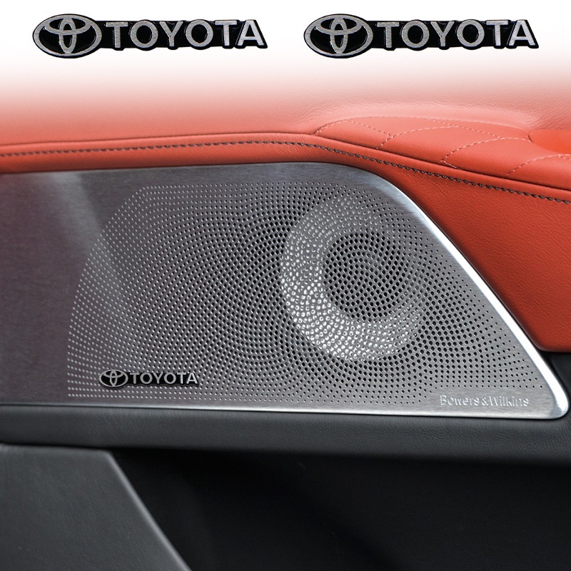 4 / 8pcs Stiker Emblem 3D Bahan Aluminum Untuk Speaker Audio Mobil Toyota