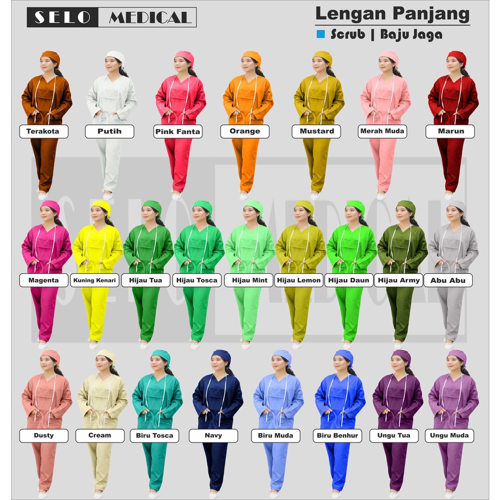 BAJU JAGA , BAJU OK , BAJU OKA , SCRUB LENGAN PANJANG , SERAGAM MEDIS WARNA KUNING