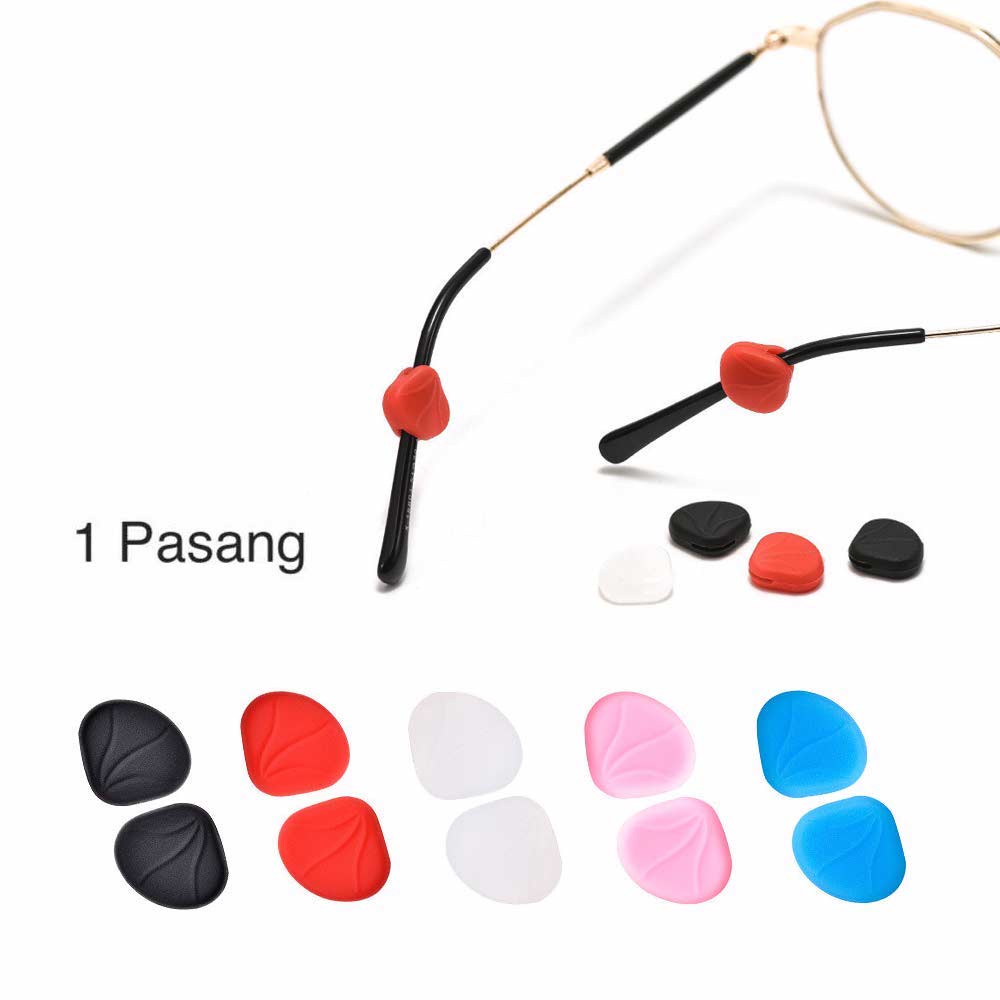 1 Pasang [ Biru Muda ] Pengait Kacamata Silikon - Anti Slip - Earhook Silicone - Penahan Hijab Style - KP8074