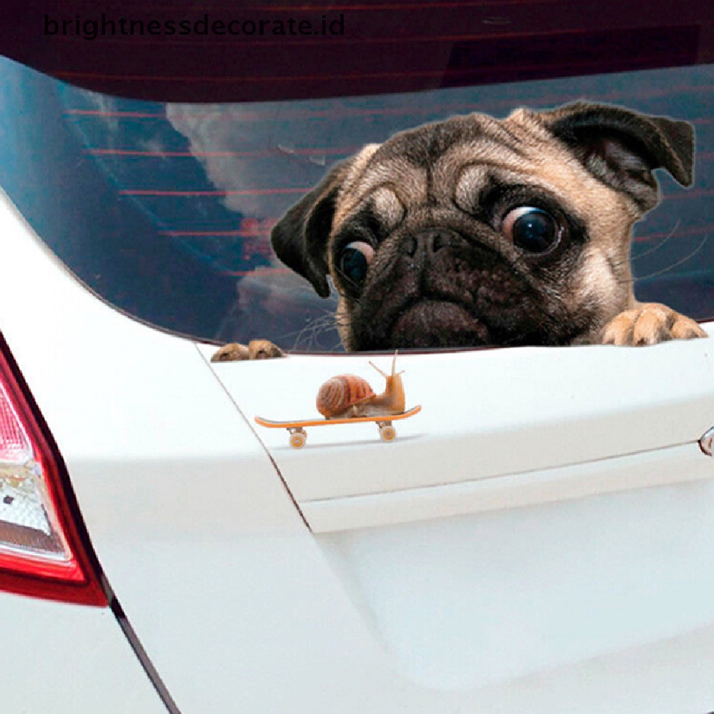 Stiker Kreatif Bentuk Anjing Pug 3d Untuk Mobil / Laptop