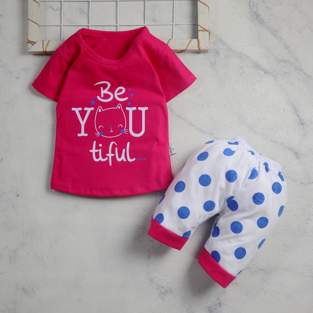 Motif Beyoutifull / Setelan Baju Bayi / Anak Bayi Perempuan / Anak Bayi Cewek Usia 0 Bulan - 3 Tahun Baju Setelan Anak