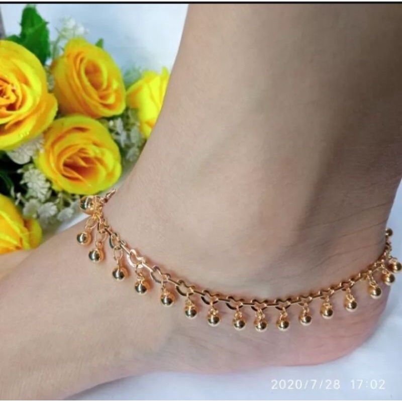 Gelang Kaki Rumbai Gold Titanium Berlapis Emas