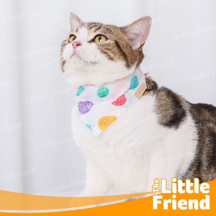 Bandana Bibs Scarf Collar Aksesoris Anjing Kucing Rainbow Dots Premium