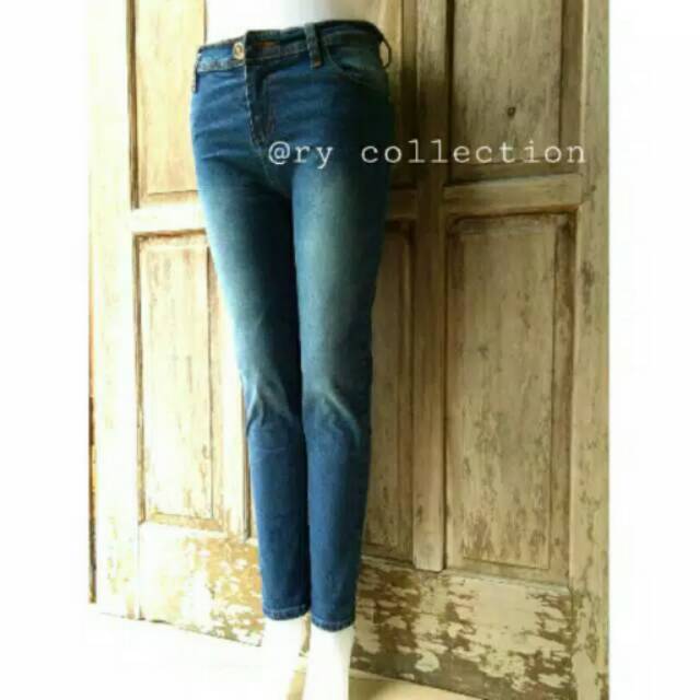 Celana jeans biru stone softjeans wanita