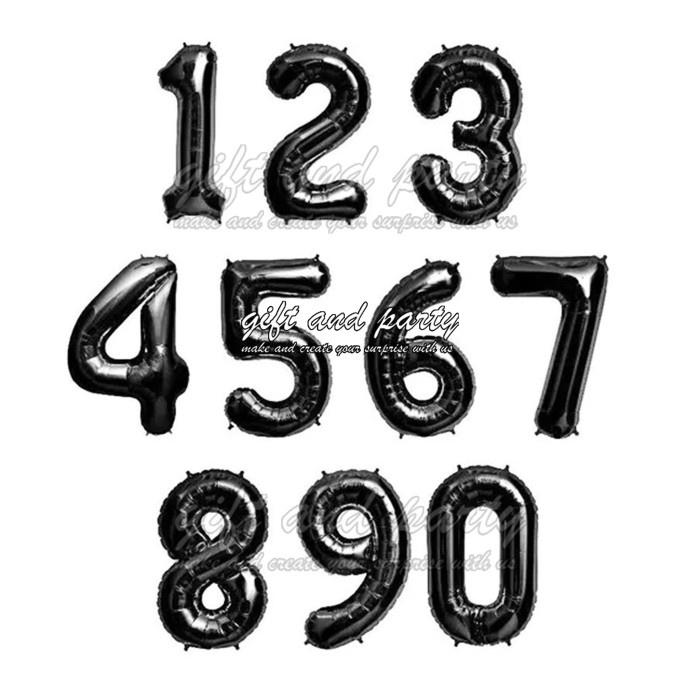 Balon Angka Hitam / Balon Angka / Balon Foil Angka