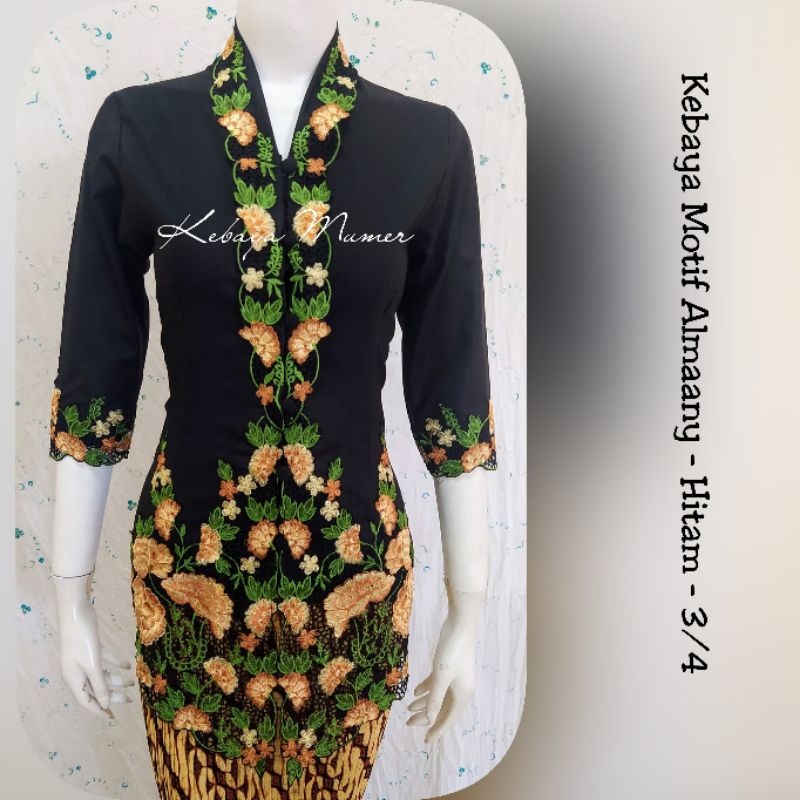 Kebaya Encim. Kebaya Encim Modern. Kebaya  Kerja. Kebaya Bordir. Kebaya Jadi-Hitam Almany 3/4