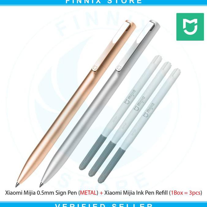 

HOT SALE Xiaomi Mijia Sign Pen Pulpen + Mijia Ink Pen Refill (METAL) - Perak Terjamin
