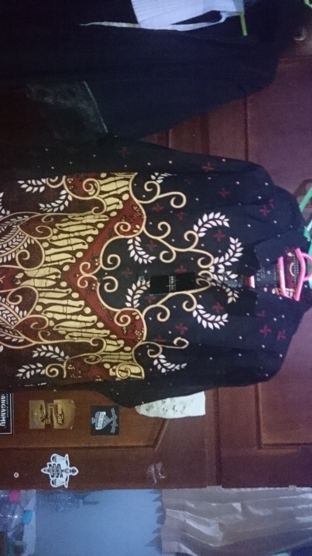 [gridline - Ls029 Blue & Maroon] Kemeja Batik Slimfit Pria Katun Lengan Panjang