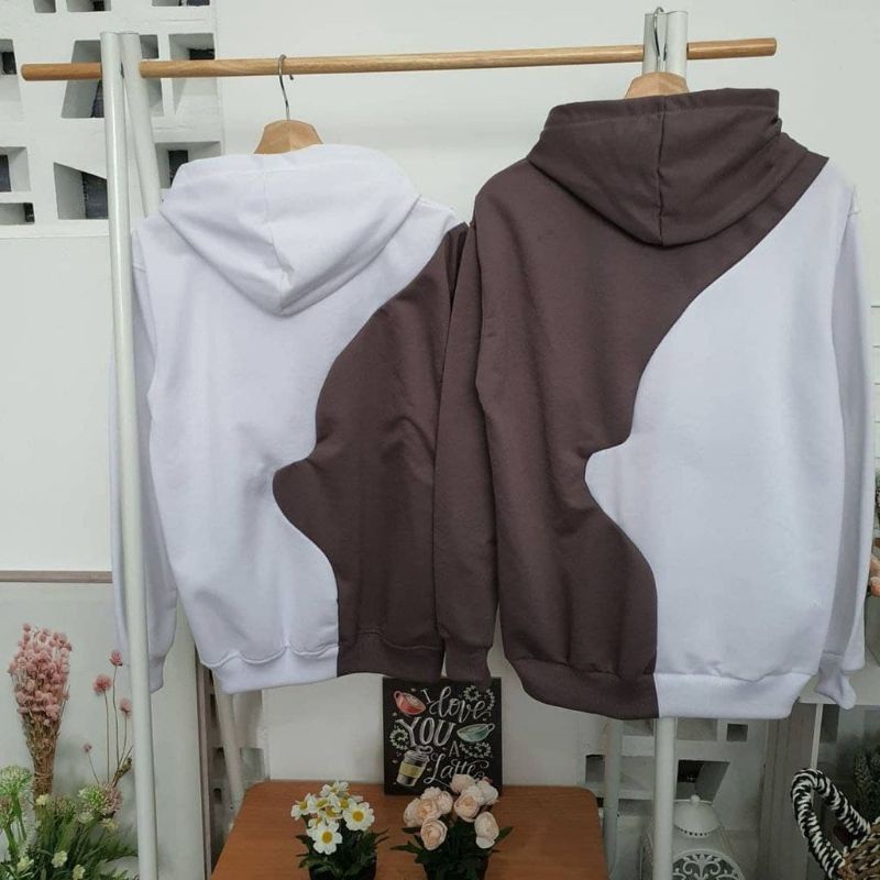 Sweater Hoodie Jaket Couple Outerwear Pakaian Pria Wanita Oversize Korean Burgundy Bear Premium