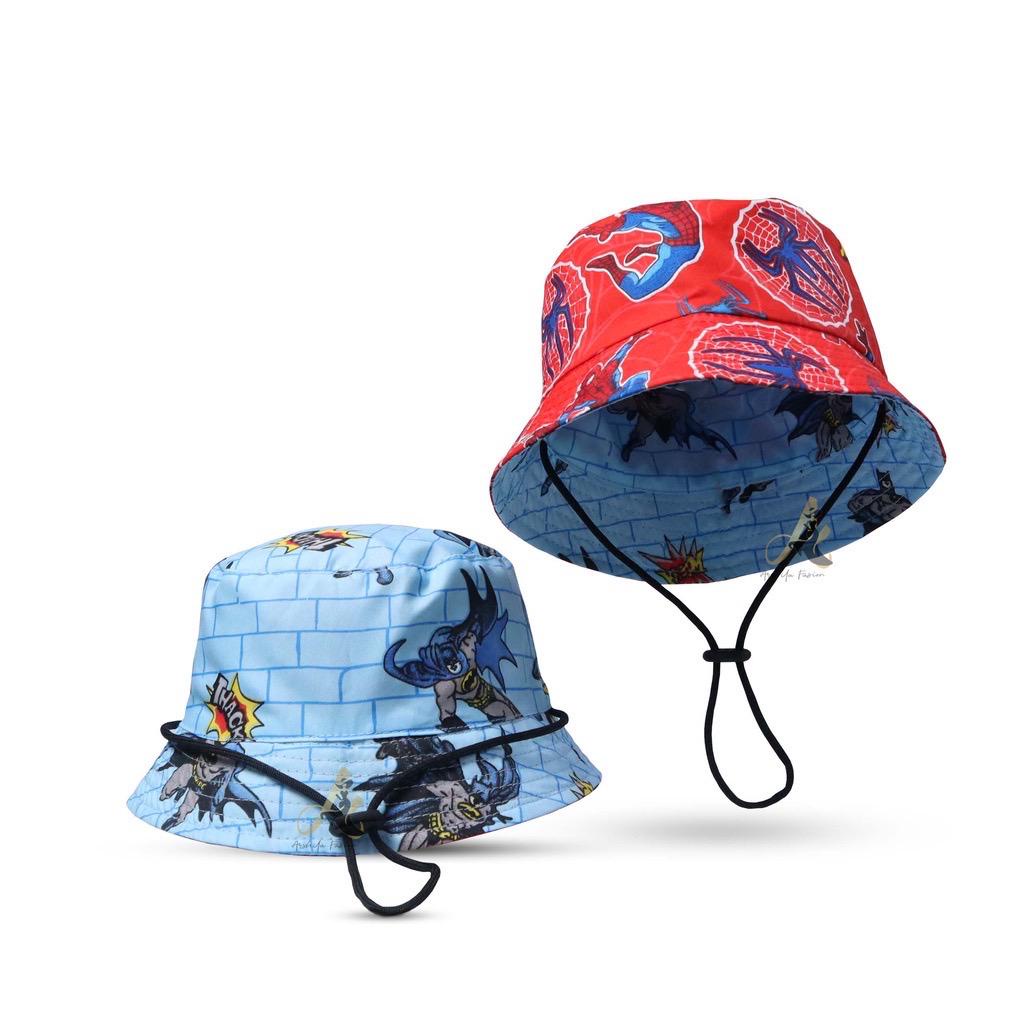 TOPI BUCKET SPIDER / TOPI BUCKET DINO /TOPI BUCKET DUA SISI BORDIR