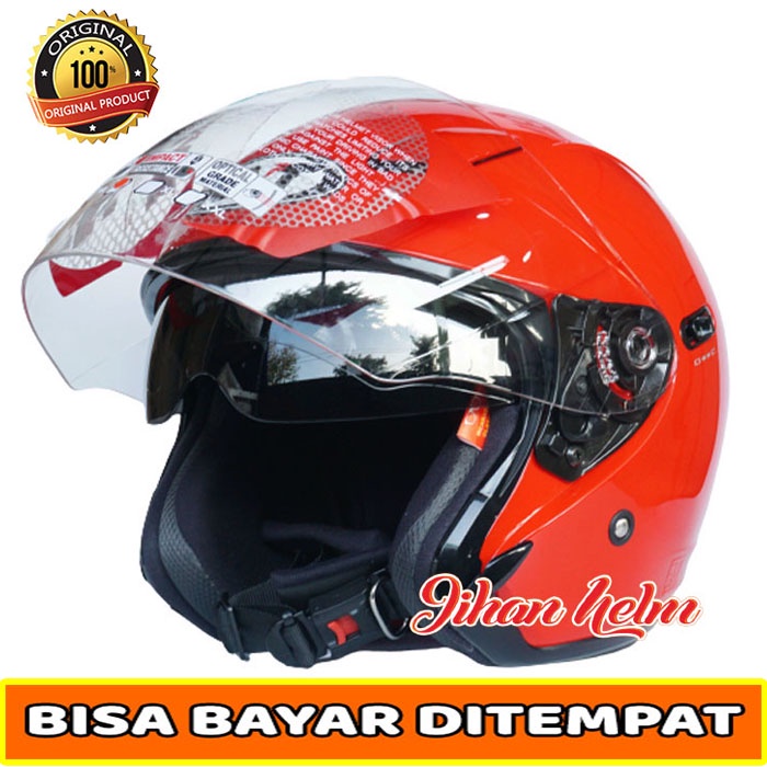 Helm KYT DJ MAXI ORIGINAL SOLID Fire Red DOUBLE VISOR Termurah