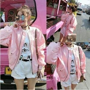 Jaket Bomber Pink Jaket Pink Jaket Korea BOMBER KOREAN PINK IMPORT R