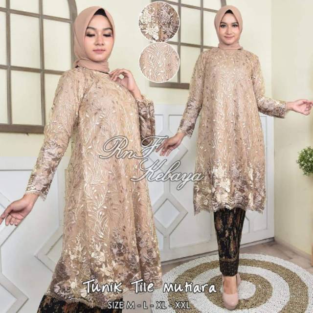 Setelan Kebaya Tunik Tile Mutiara Shopee Indonesia