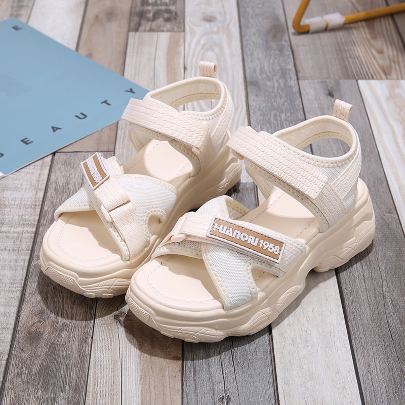 Sandal Wanita Wedges Outsole 5 cm Velcro Sendal Cewek Elegan Model Terbaru Korean Style Murah Nyaman