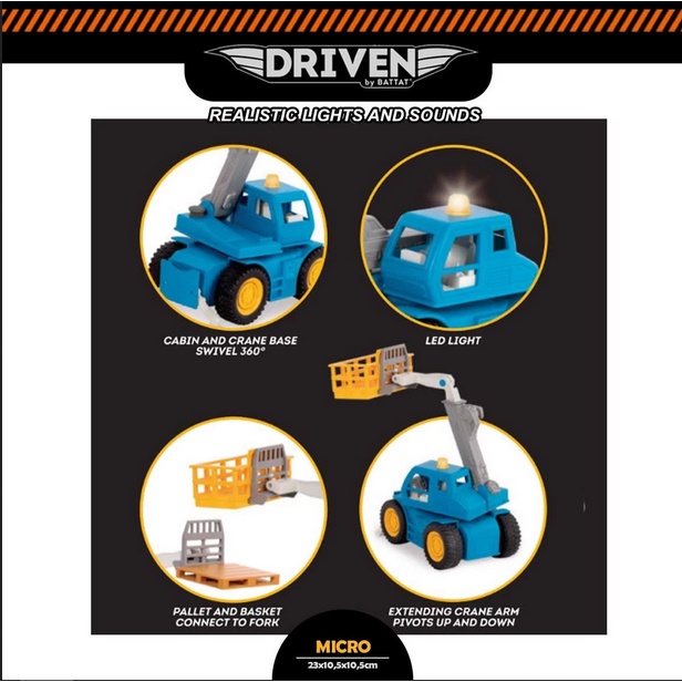 DRIVEN BY BATTAT Micro Series Mini Telehandler Mainan Anak Truk