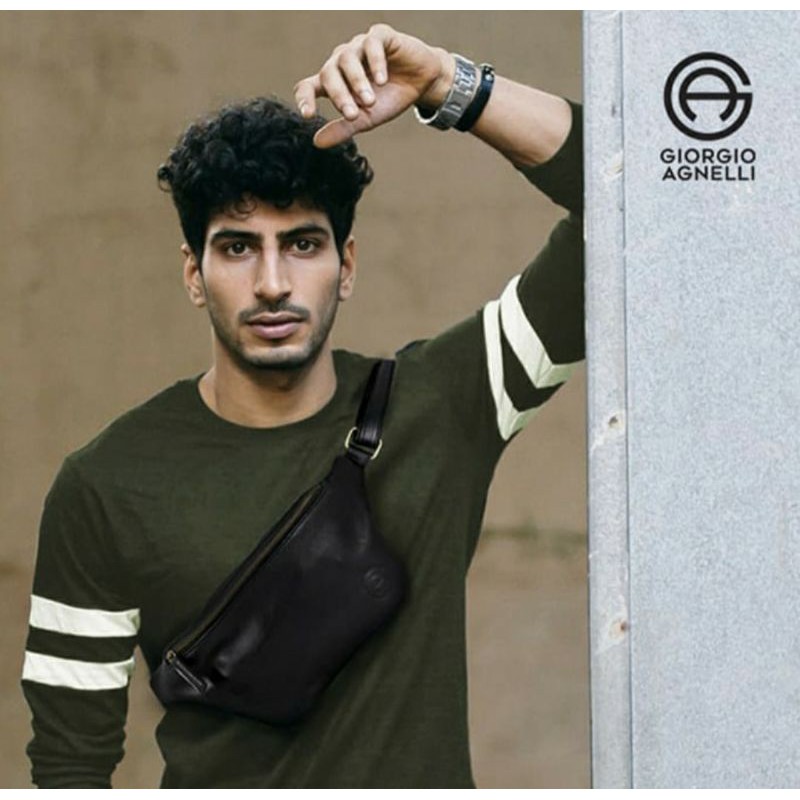 WAISTBAG PRIA DAN WANITA KULIT ASLI GIORGIO AGNELLI ORIGINAL