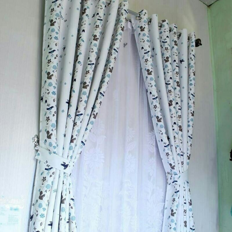 Gorden Blackout Motif Burung / Gorden Polos / Gorden Motif