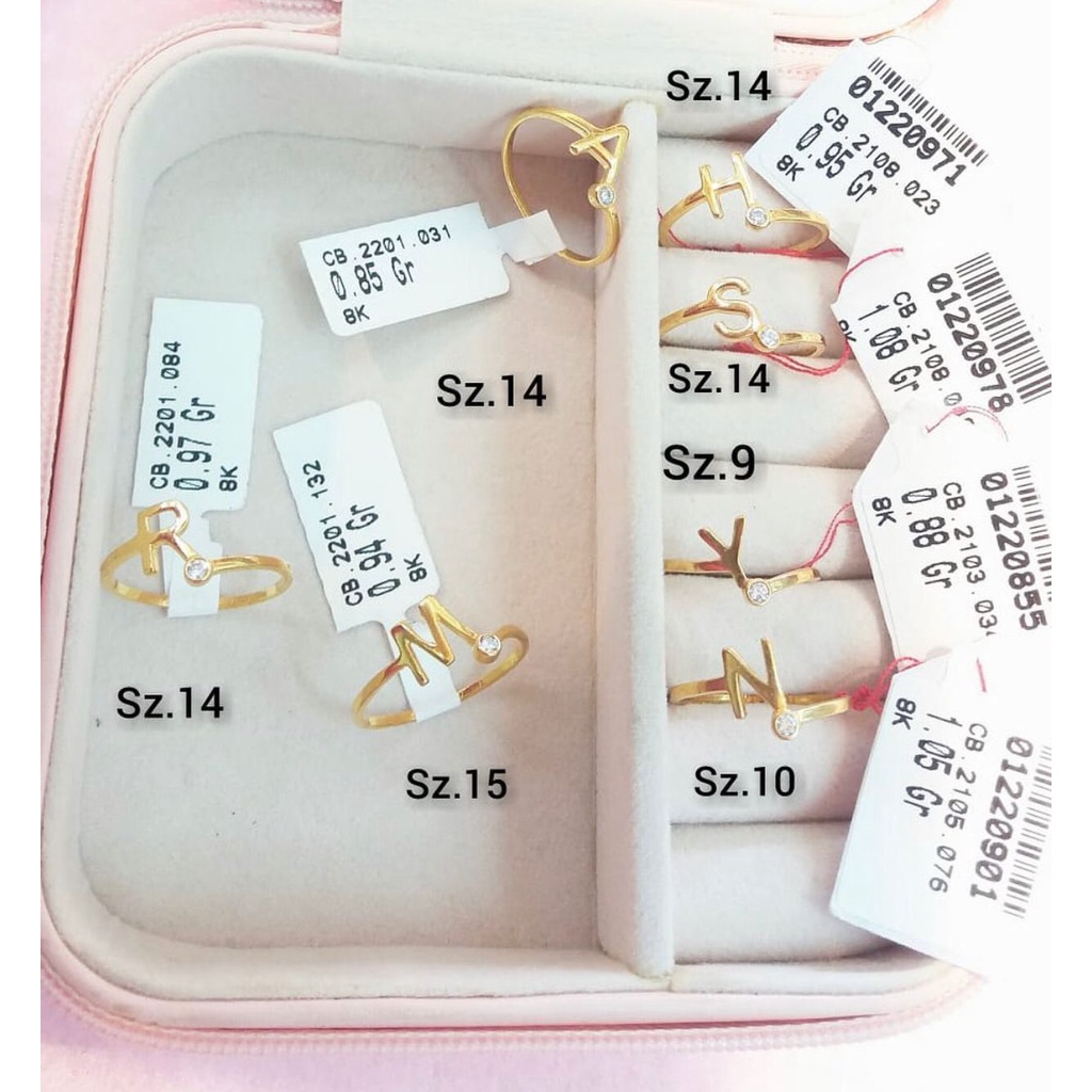 CINCIN HURUF EMAS ASLI POLOS KADAR 375/8K RINGAN TERMURAH FASHION WANITA DEWASA