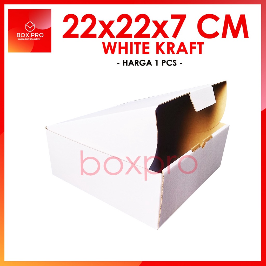 

Kardus PUTIH SIZE 22x22x7 cm (ECER) Die Cut Box Kotak Packing Aksesoris Baju Makanan Pizza Hijab