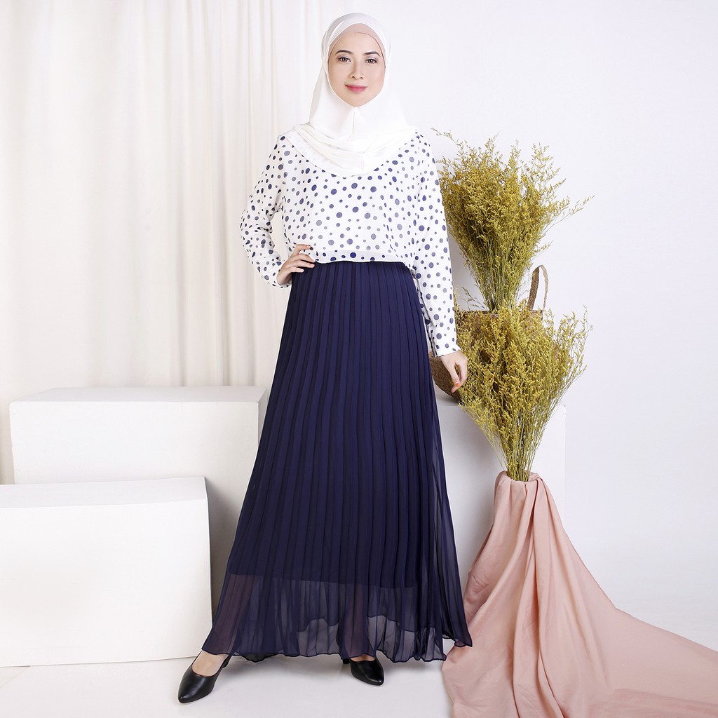 Long Dress gamis Lengan Panjang Sifon Muslimah Model terbaru - TheXshop Elois Onde