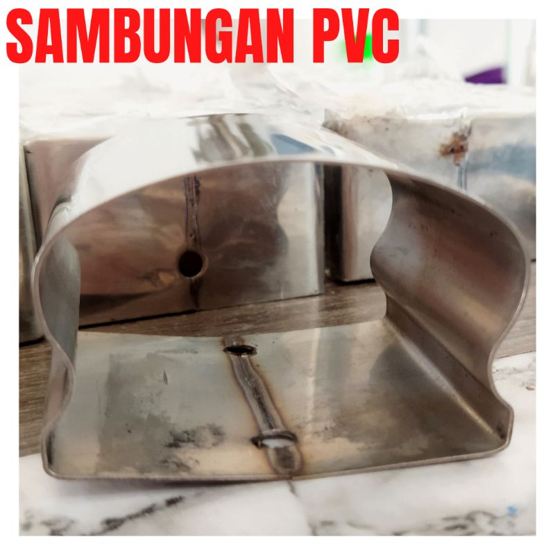 SAMBUNGAN HANDRAIL PVC ROTI STAINLESS STEEL / SAMBUNGAN PVC RAILING TANGGA / SAMBUNGAN KONEKTOR PVC