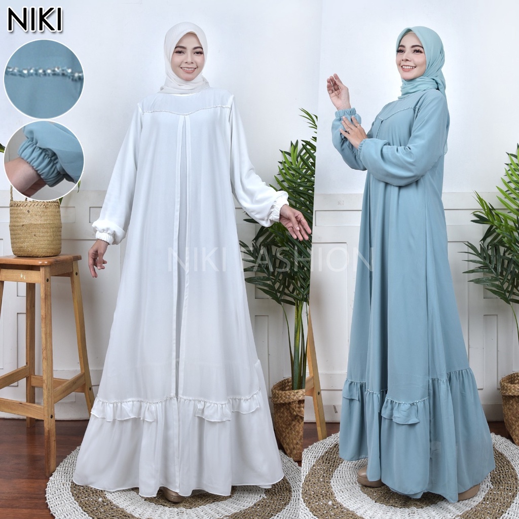 Gamis Dress Tirai Payet Ceruty Babydoll