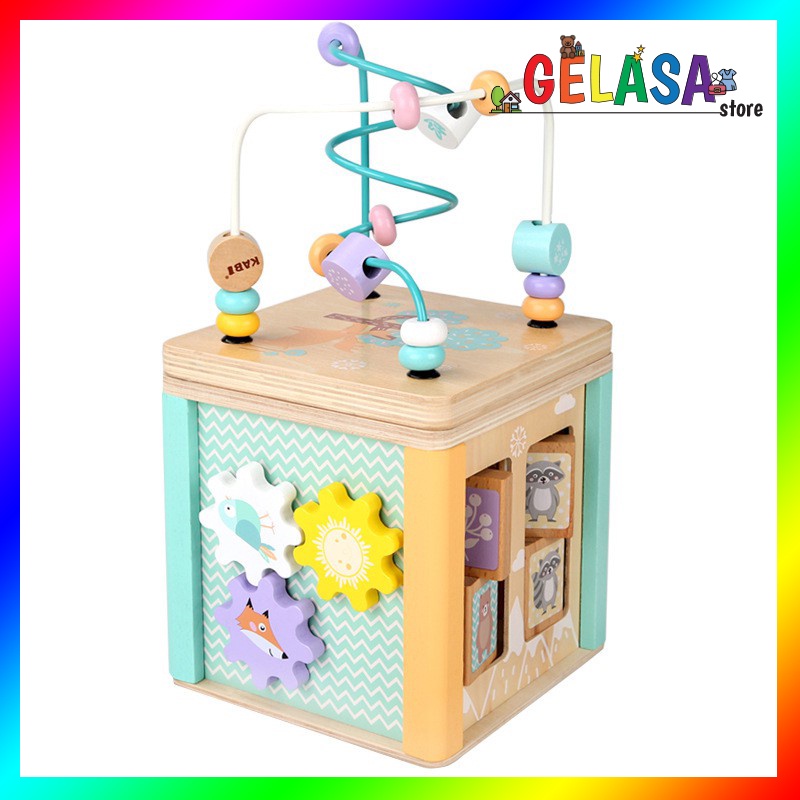 Gelasa Mainan kayu anak Bead Maze Roller Coaster Toy