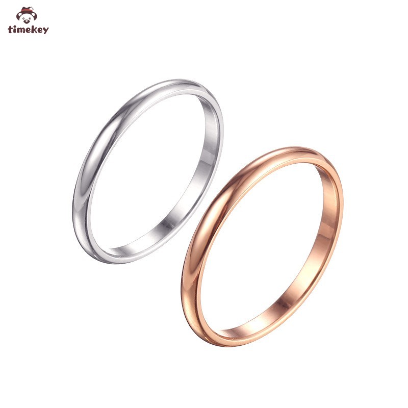 【READY】Cincin Pertunangan / Pernikahan Bahan Titanium Steel Lapis Silver Rose Gold