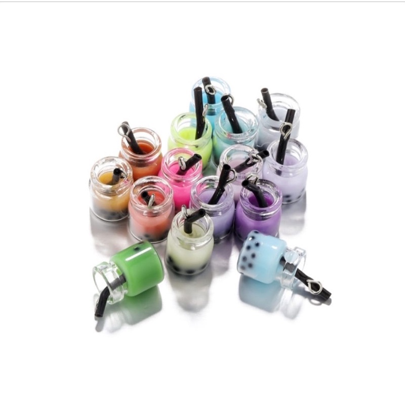 Miniatur Bubble Milk Tea - Miniatur Gelas Bubble Milk Tea - Aksesoris Anting dan gelang - Dollhouse 