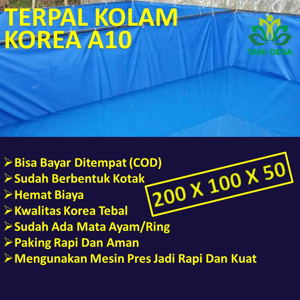 Kolam terpal kotak A10 ukuran 2x1x0,5 meter KOREA