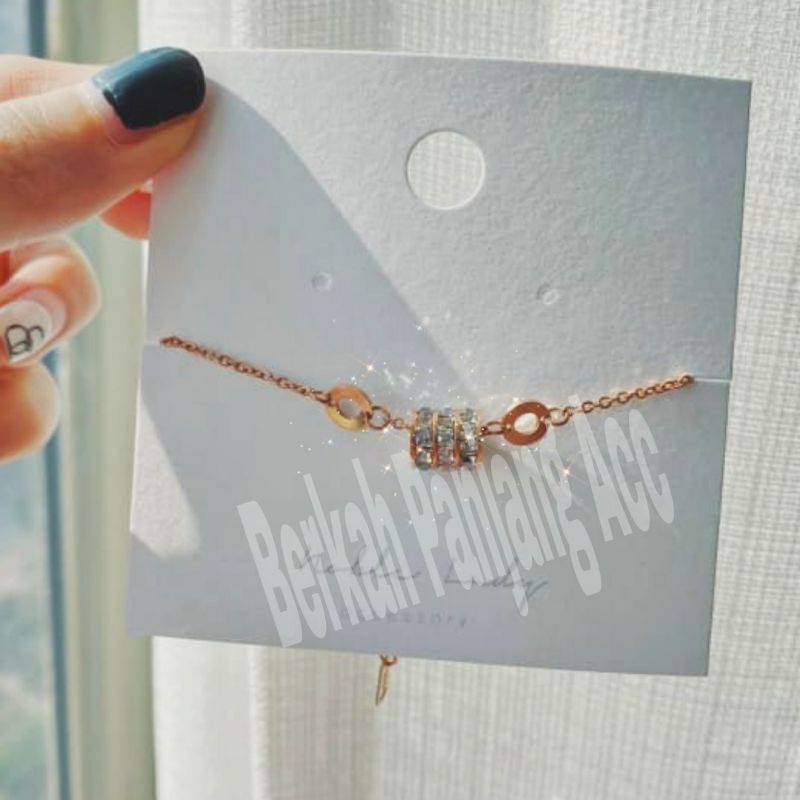 Gelang Titanium tabung zircon rantai desain simple elegan perhiasan fashionable anti karat dan anti luntur