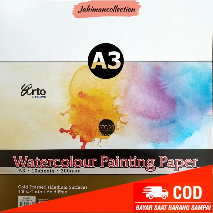 

✨ BISA COD ✨ Arto Watercolour Painting Paper A3 300 Gsm Kertas Cat Air 100% Cotton