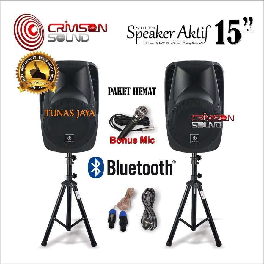 PAKET KOMPLIT SPEAKER AKTIF CRIMSON SHOW15  15 inch BLUETOOTH Type SHOW 15