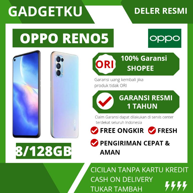 OPPP RENO 5 RAM 8 ROM 128 BARU GARANSI RESMI OPPO 1 TAHUN SEGEL 100 % DAN MURAH
