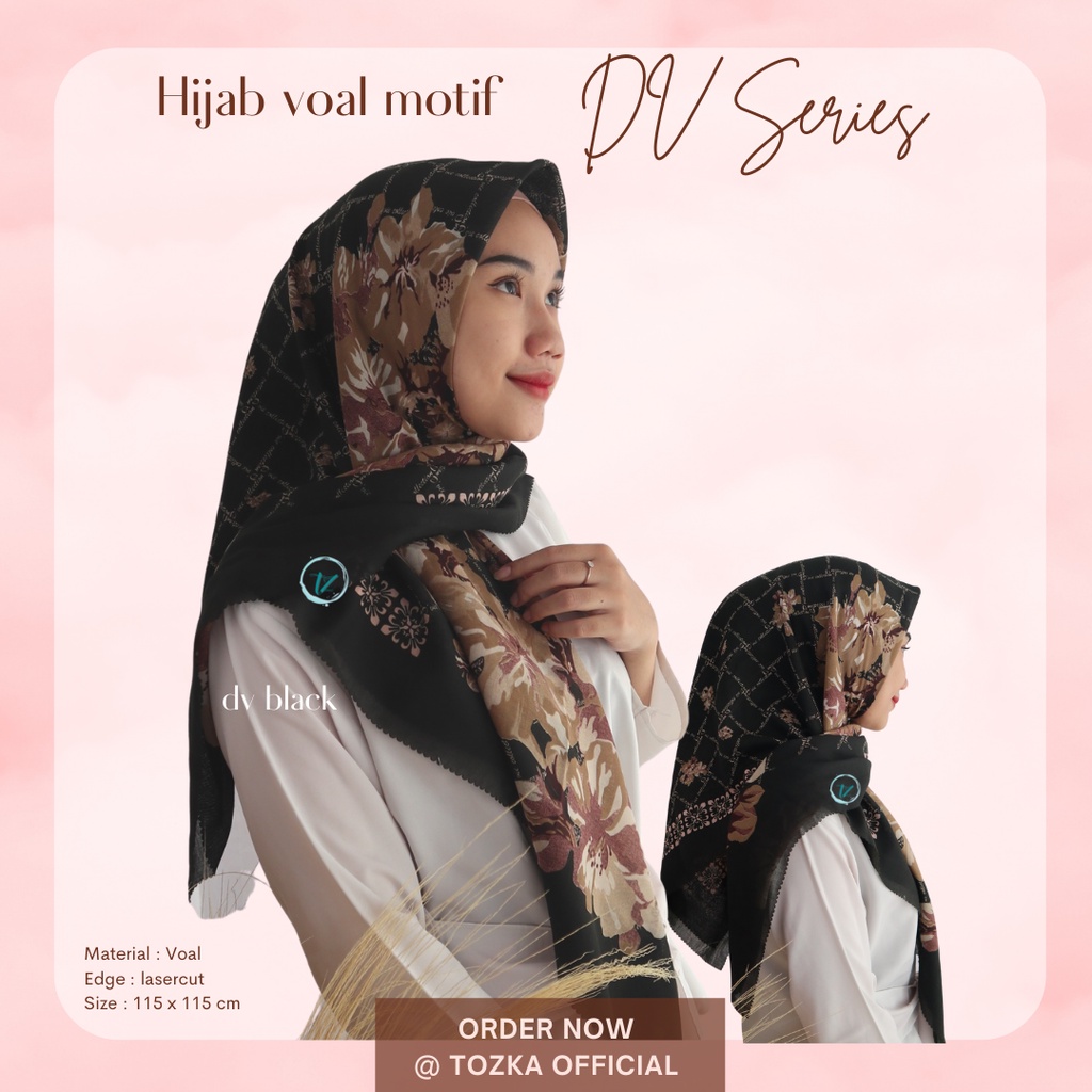 Hijab voal motif I Jilbab segiempat I Square hijab