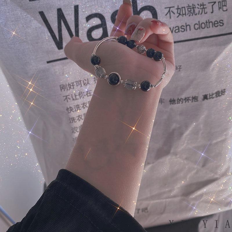 Xia.id Gelang Tangan Manik Batu Opal Moonstone Kristal Aksesoris Pria / Wanita