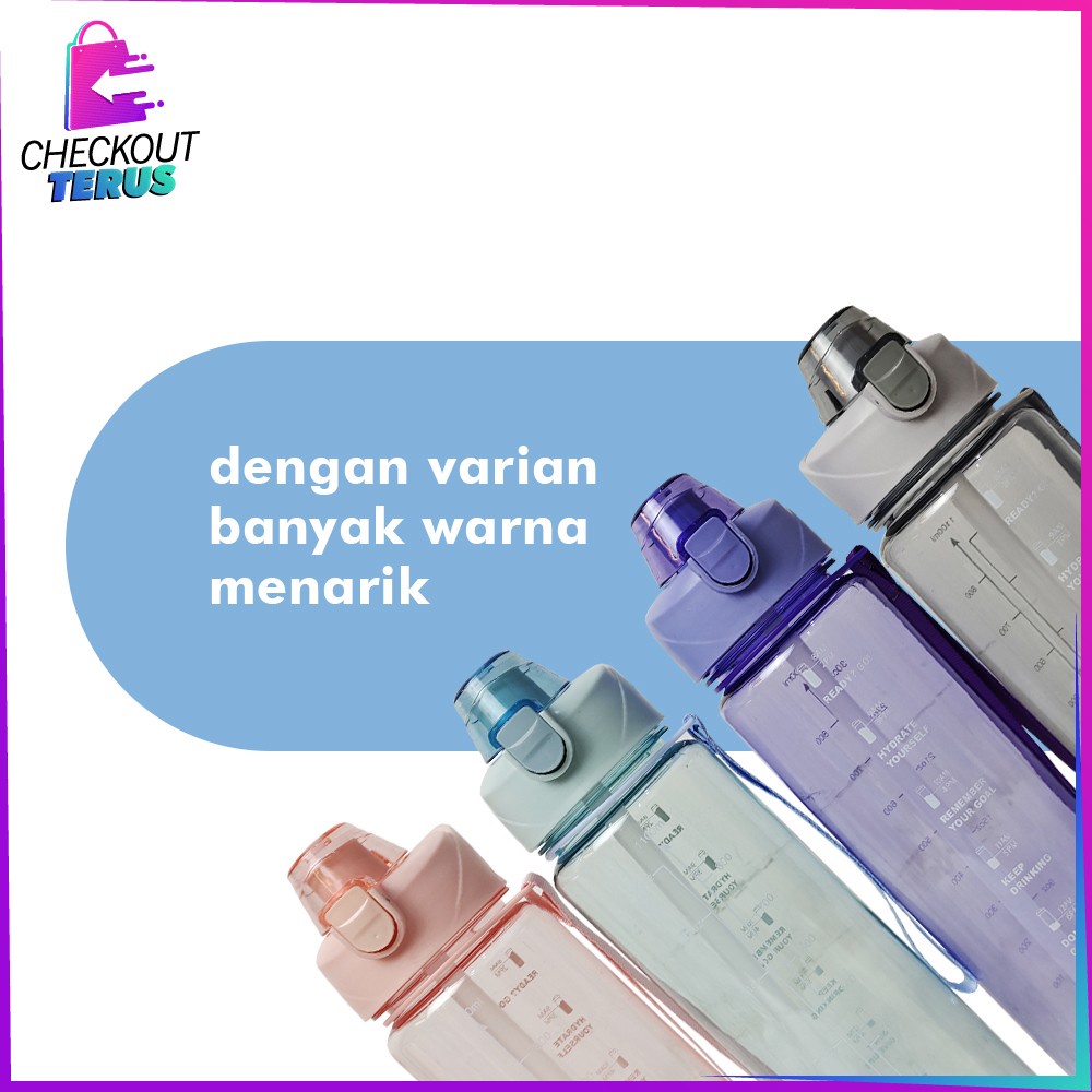 CT C580 C588 Bottle Botol Minum Tumblr Air 1 Liter Botol MinumTumbler Olahraga Botol Motivasi dengan Tutup Flip