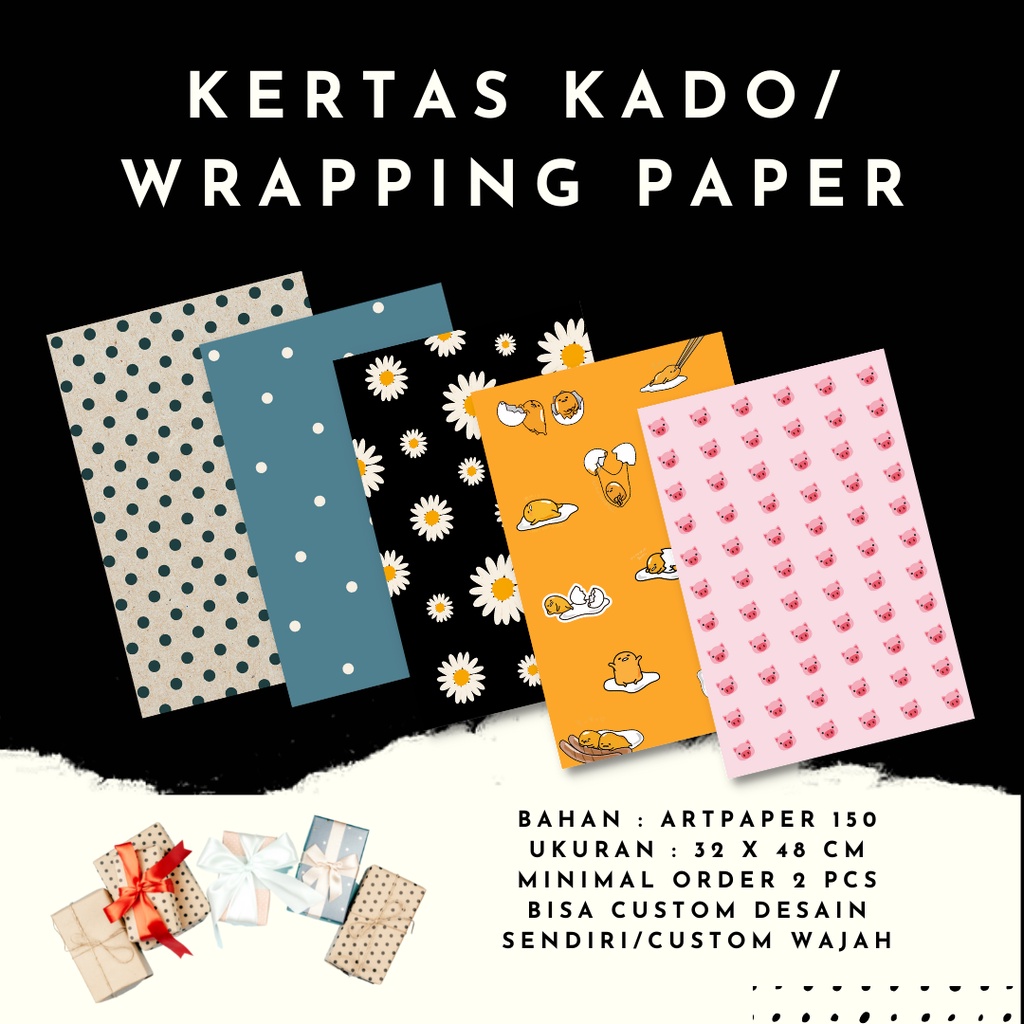

(AP 150 A3+) Kertas Kado - Wrapping Paper - Kertas Sampul Custom Desain Min Order 2 pcs