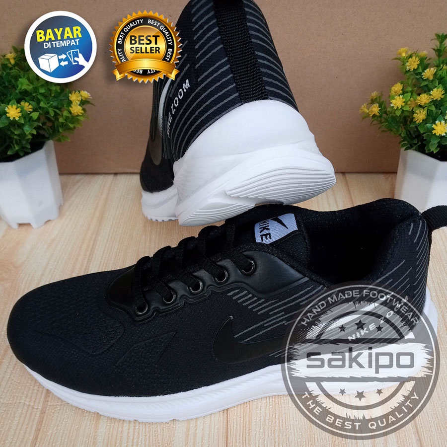 PROMO 7.7 !! SEPATU SEKOLAH HITAM SOL PUTIH RINGAN DIPAKAI / SEPATU SEKOLAH HITAM BERTALI / SEPATU SNEAKERS HANGOUT KERJA SENAM OLAHRAGA AEROBIK / SAKIPO