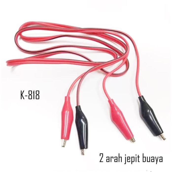 KABEL POWER SUPPLY 2 ARAH JEPIT BUAYA MERAH HITAM (K-818)