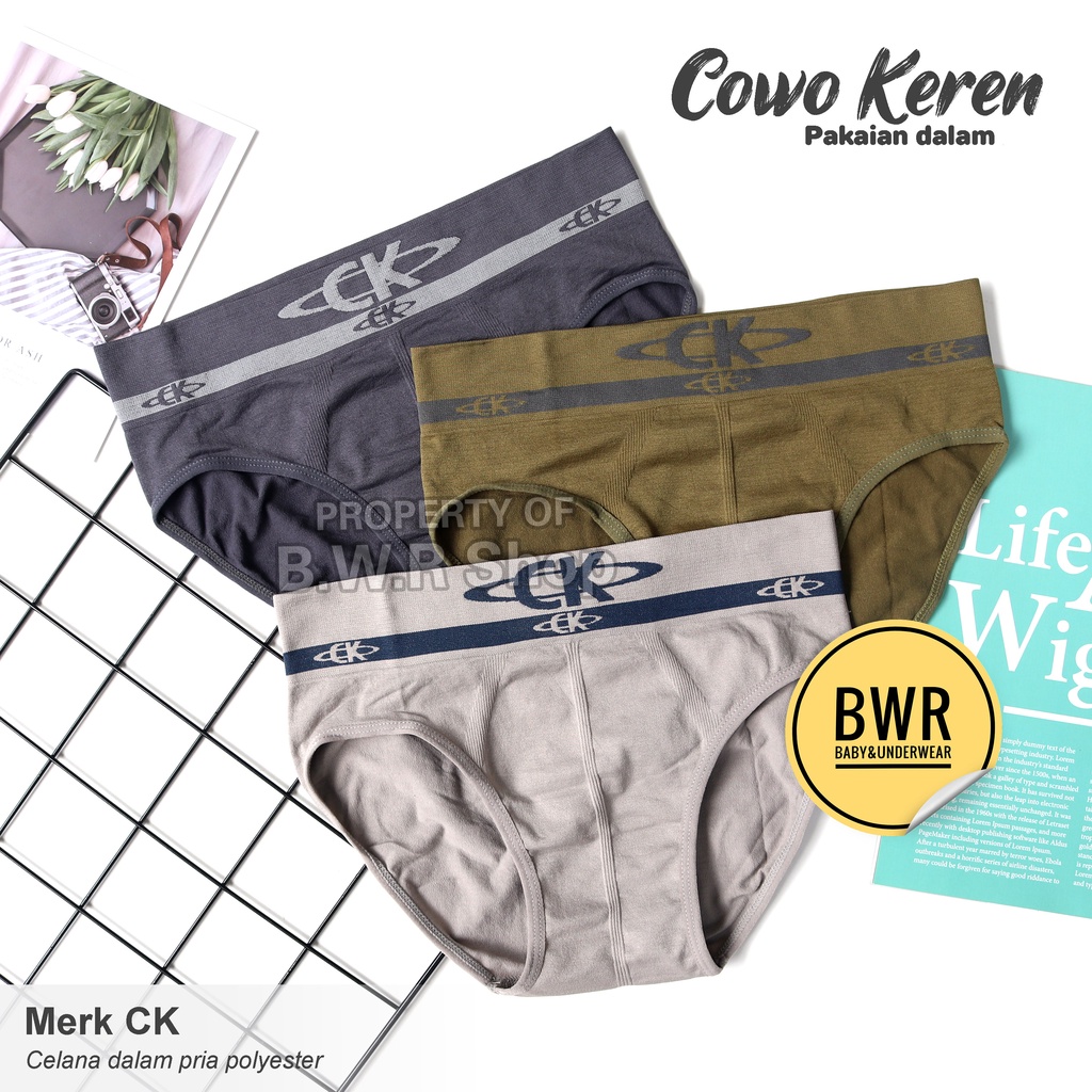 [ 3pc ] CD CK Coker Polyester / Celana Dalam Pria Pakaian Dalam Cowo Keren Karet Lembut | Bwr