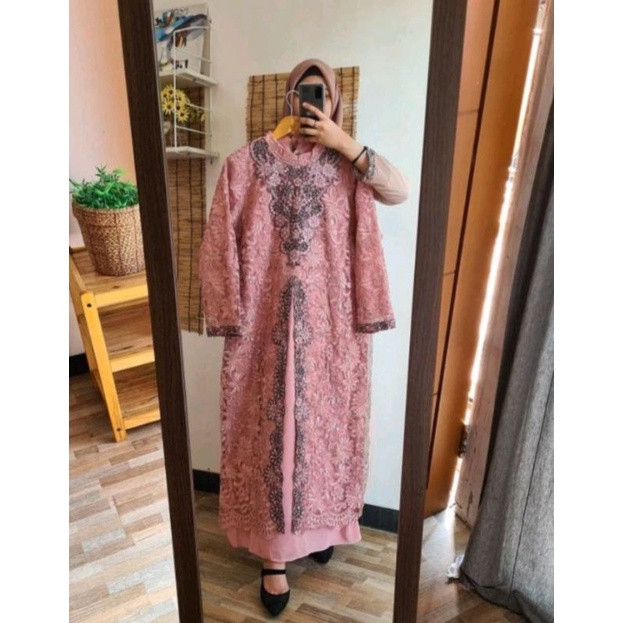 Gamis Cardigan Corneli Bordir Kayla Original Butik