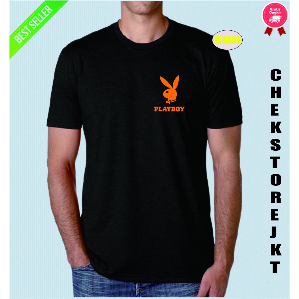 Kaos Fashion Pria Kaos playboy Little / playboy Logo Orange / kaos Distro Premium