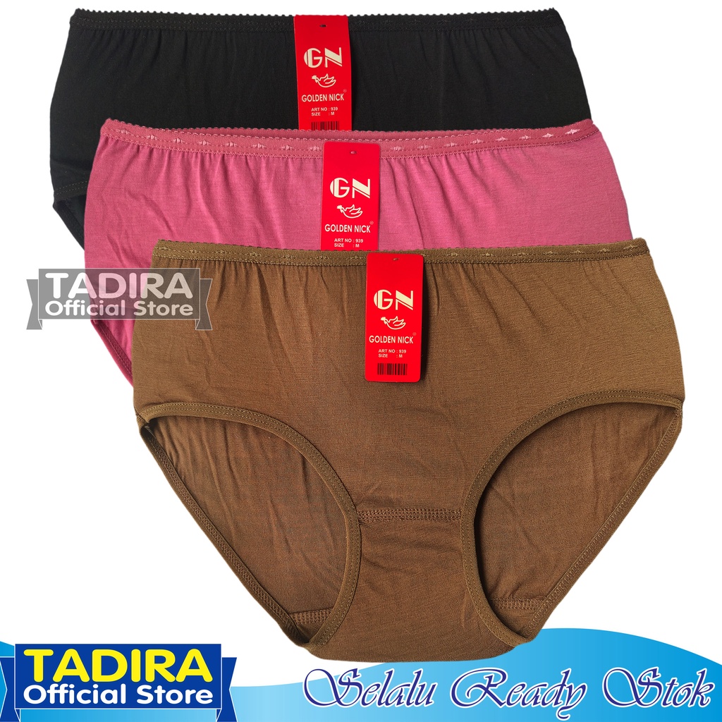 3 Pcs Celana Dalam Wanita GN_Warna Gelap Bahan Katun Lembut Stretch Real Pict Kualitas Terjamin Ori TADIRA